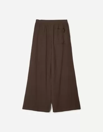 Wide-leg rustic double cloth pants