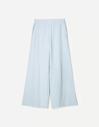 Wide-leg rustic double cloth pants