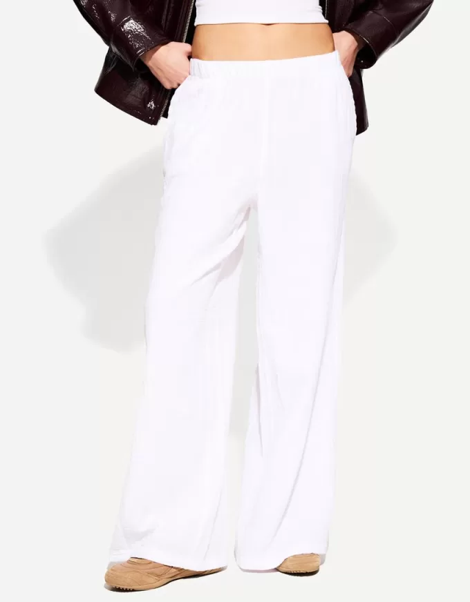 Wide-leg rustic double cloth pants Wide-leg rustic double cloth pants