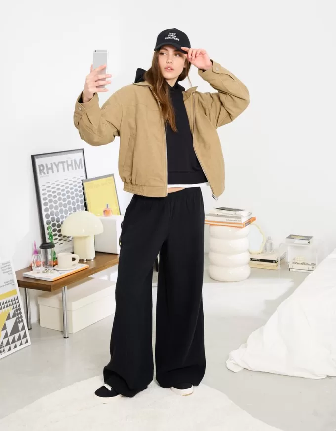 Wide-leg rustic double cloth pants Wide-leg rustic double cloth pants