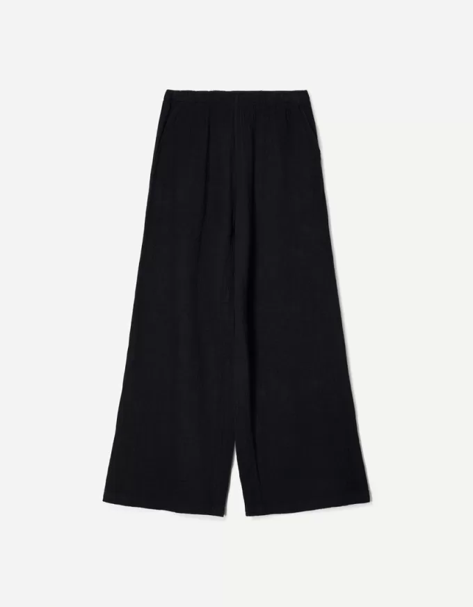 Wide-leg rustic double cloth pants Wide-leg rustic double cloth pants