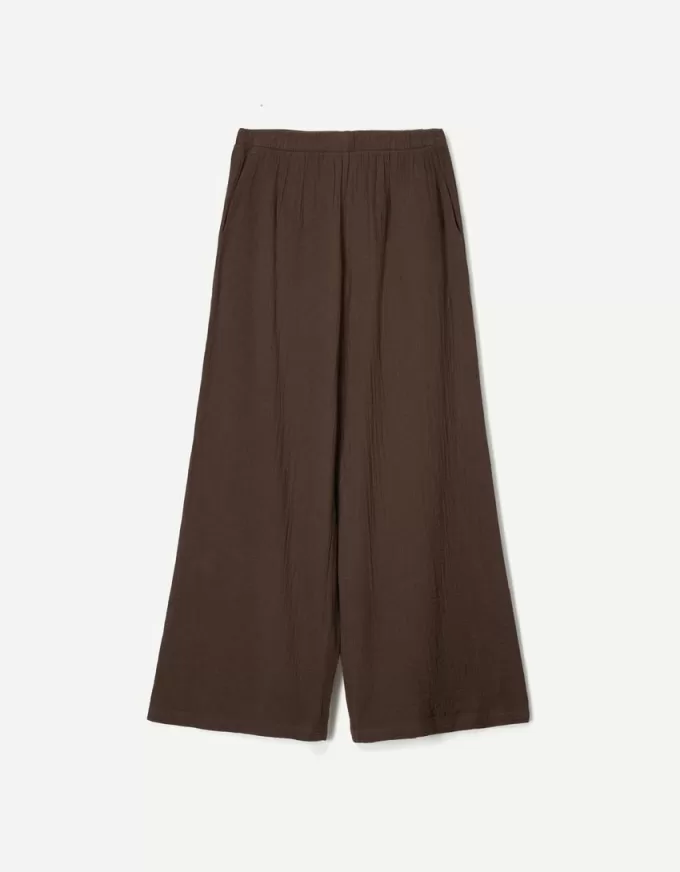 Wide-leg rustic double cloth pants Wide-leg rustic double cloth pants