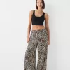 Wide-leg sateen animal print pants Wide-leg sateen animal print pants