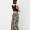 Wide-leg sateen animal print pants Wide-leg sateen animal print pants