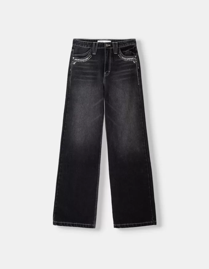 Wide-leg studded ‘90s jeans Wide-leg studded ‘90s jeans