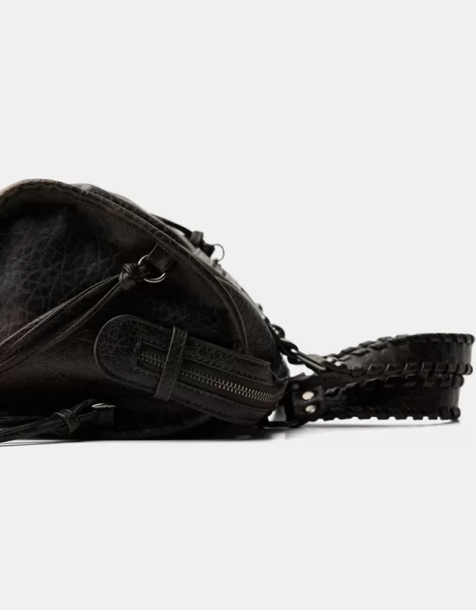 Worn-effect bowling bag with straps