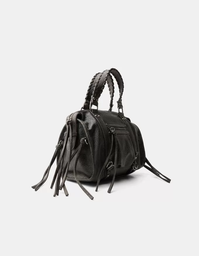 Worn-effect bowling bag with straps