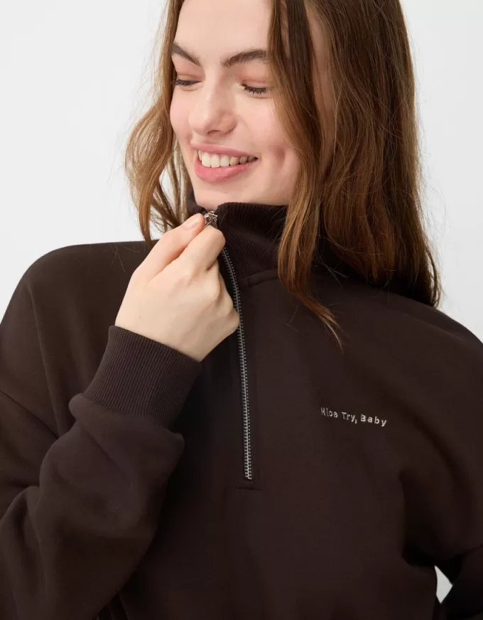 Zipped sweatshirt with embroidery Zipped sweatshirt with embroidery