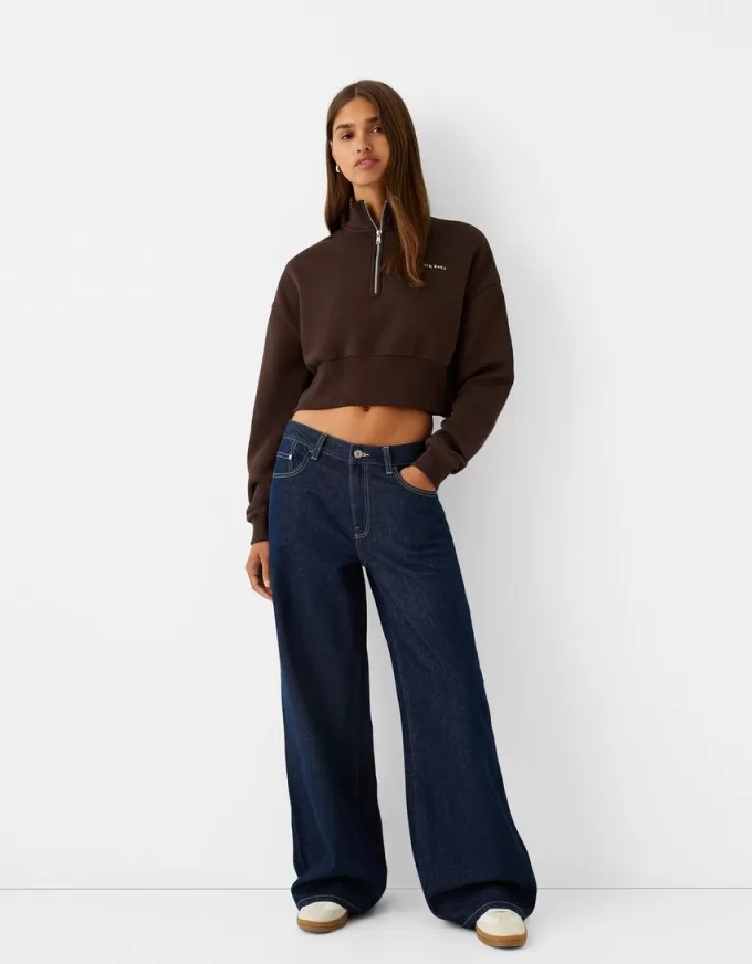 Zipped sweatshirt with embroidery Zipped sweatshirt with embroidery