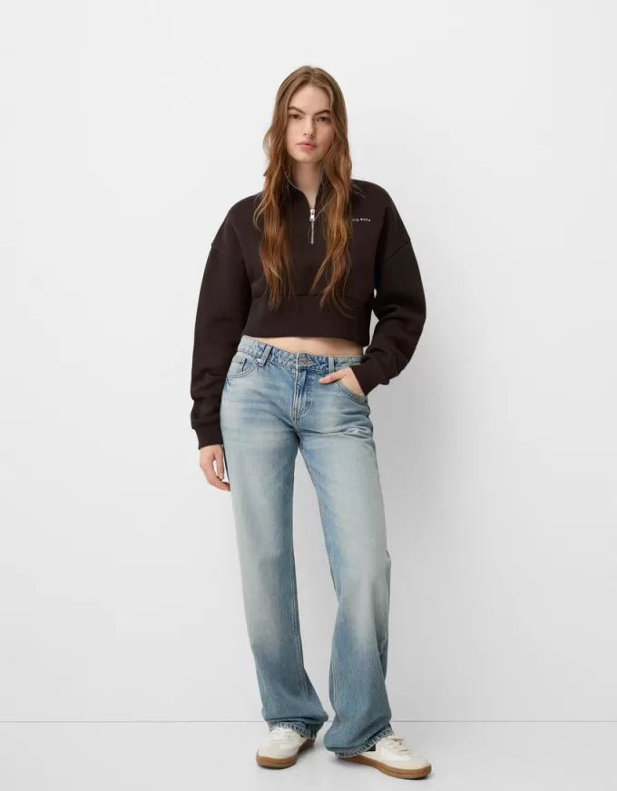 Zipped sweatshirt with embroidery Zipped sweatshirt with embroidery