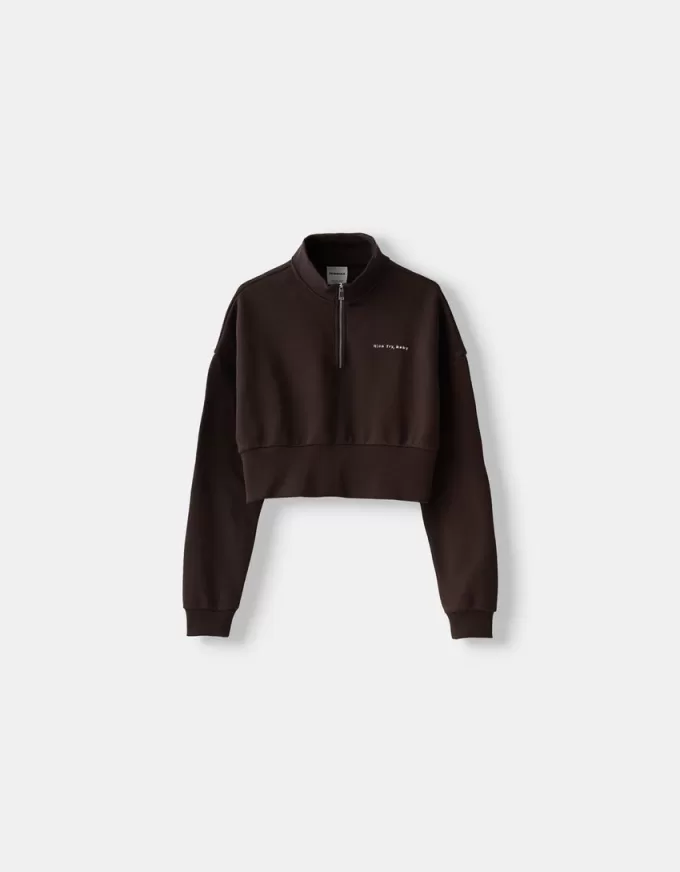 Zipped sweatshirt with embroidery Zipped sweatshirt with embroidery