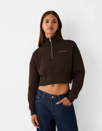 Zipped sweatshirt with embroidery Zipped sweatshirt with embroidery